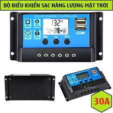 Điều khiển sạc pin năng lượng mặt trời PWM 30A - LCD 12v/24v Auto có 2 USB