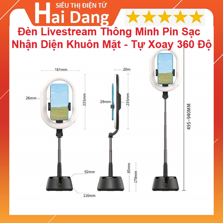 Đèn Livestream A10 Thông Minh, Kiêm Kẹp Điện Thoại, Tự Nhận Diện Khuôn Mặt, Xoay 360 Độ - Chụp Ảnh - Quay Video