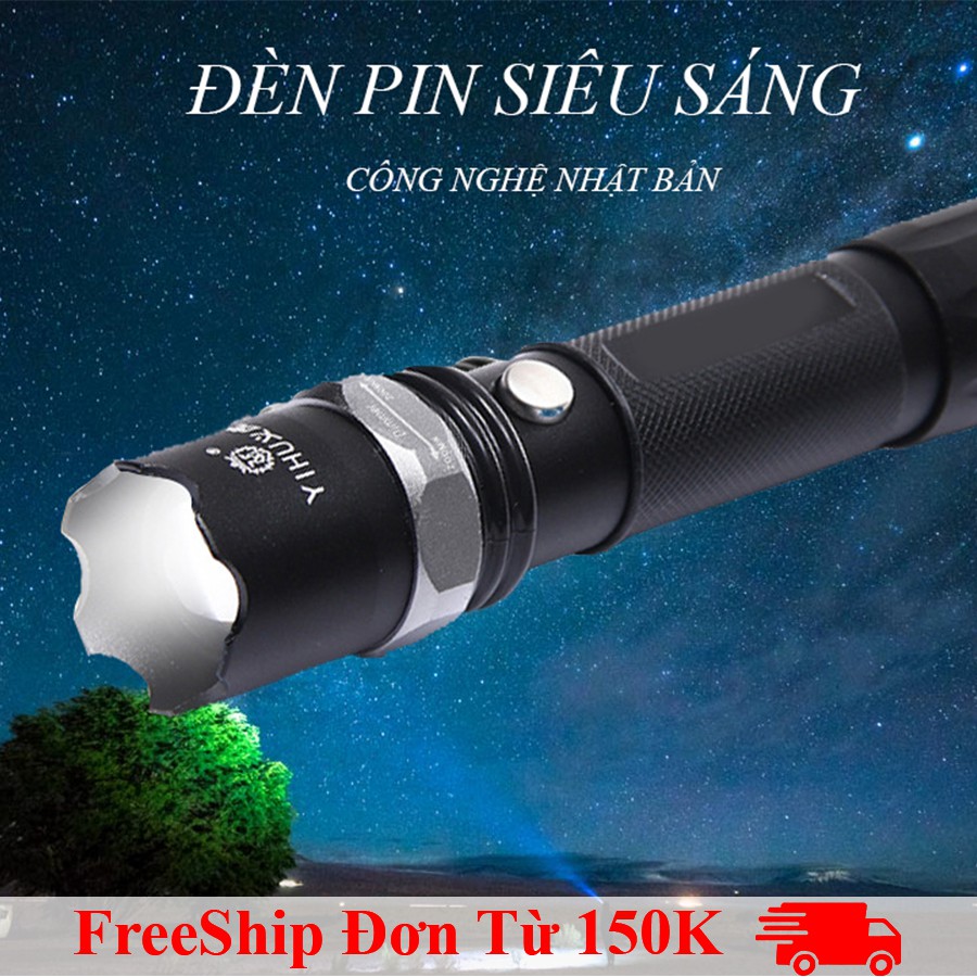 [FreeShip150K] Đèn Pin Siêu Sáng 1000m Công Nghệ Nhật Bản, Đèn Pin Cắm Trại