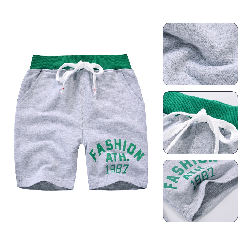 Quần Short Thể Thao Bằng Cotton Màu Trơn Thời Trang Mùa Hè Cho Bé Trai 1-9 Tuổi