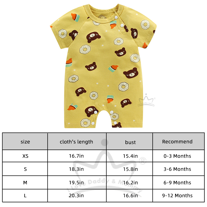 Áo liền quần tay ngắn chất liệu cotton dễ thương dành cho bé sơ sinh
