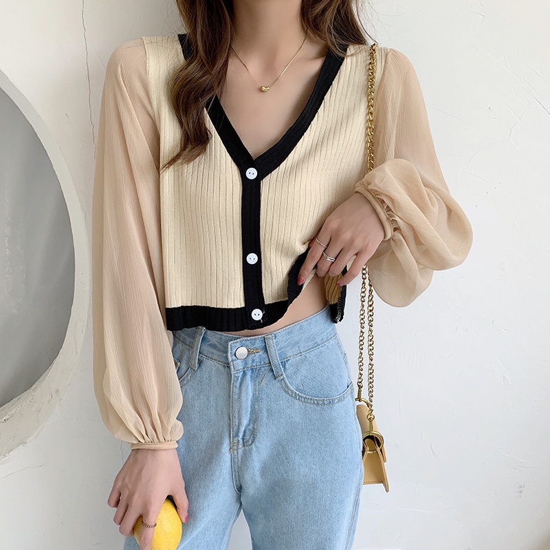 Áo Cardigan Nữ Cổ Chữ V Thời Trang Hàn Quốc Dài Tay Dệt Kim Top