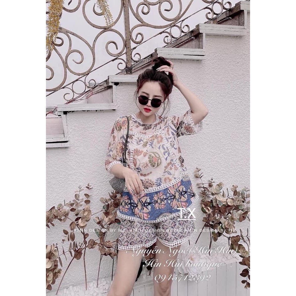 Set bộ nữ thổ cẩm pha ren. | BigBuy360 - bigbuy360.vn