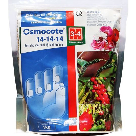 OSMOCOTE 14-14-14 1kg - Phân tan chậm nhập khẩu Hà Lan không bị thất thoát dinh dưỡng do rửa trôi, bay hơi