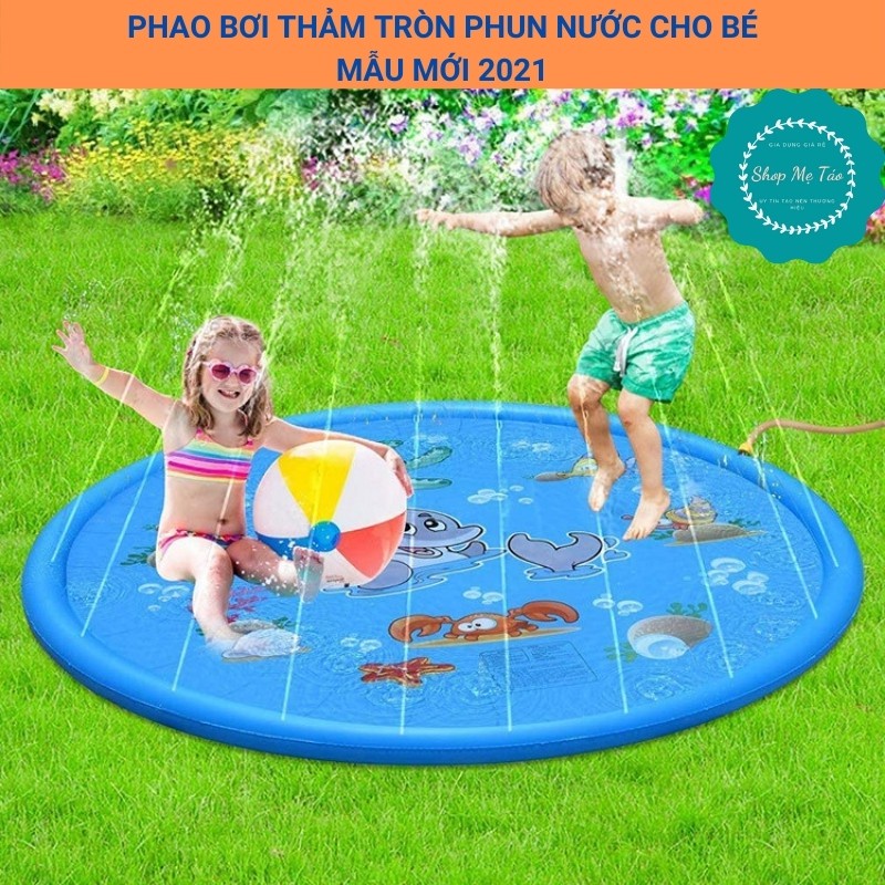 Phao bơi, bể bơi thảm tròn phun nước kích thước 170cm cho bé chơi tại nhà mẫu HOT nhất hè 2021