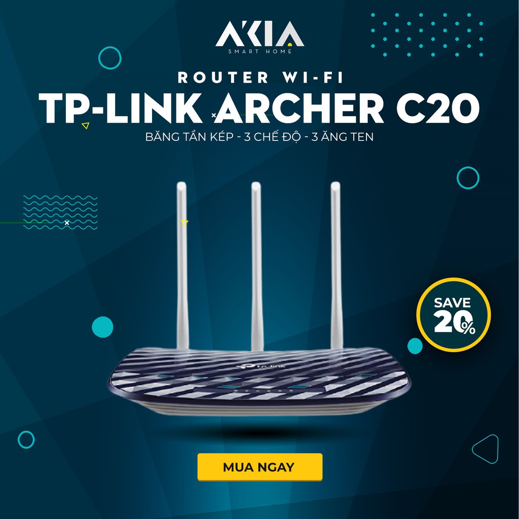 Bộ Phát Wifi Băng Tần Kép AC750 TP-Link Archer C20 - Hàng Chính Hãng