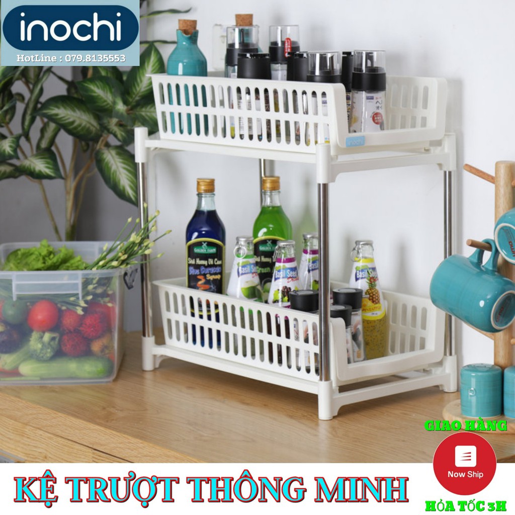 Kệ chén nhựa trượt đa năng inochi