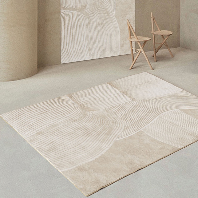 Bắc Âu phòng khách trong phòng ngủ phòng ngủ ánh sáng sang trọng nhà wabi-sabi sọc đơn giản đầu giường chăn sang trọng thảm trải sàn cà phê.