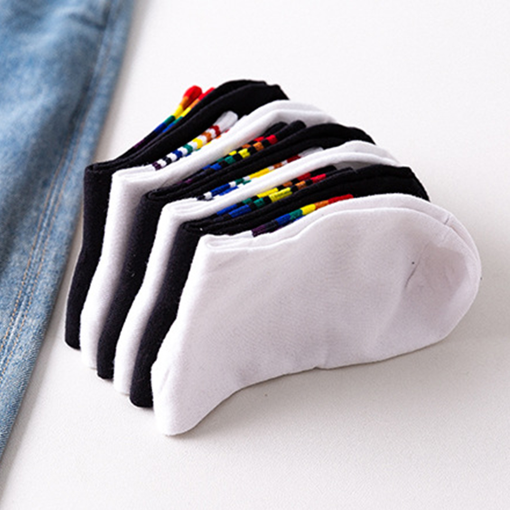 Vớ Cotton Sọc Nhiều Màu Thoáng Khí Cho Nam Nữ