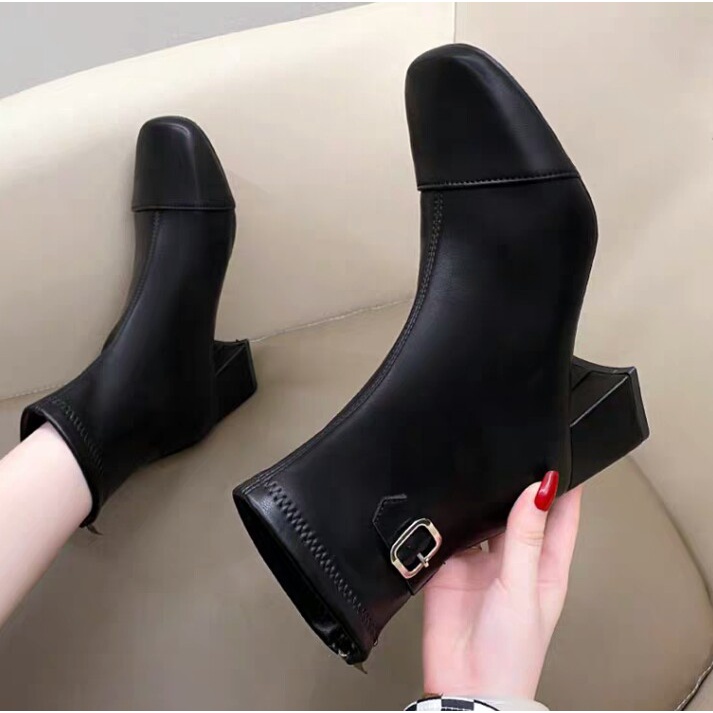 bốt nữ cổ lửng da trơn phong cách sang trọng 2021 | BigBuy360 - bigbuy360.vn