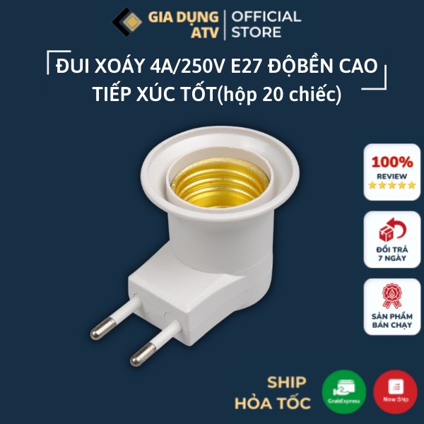 ĐUI ĐÈN E27 , ĐUI XOÁY 4A/250V ĐỘ BỀN CAO TIẾP XÚC TỐT(hộp 20 chiếc)