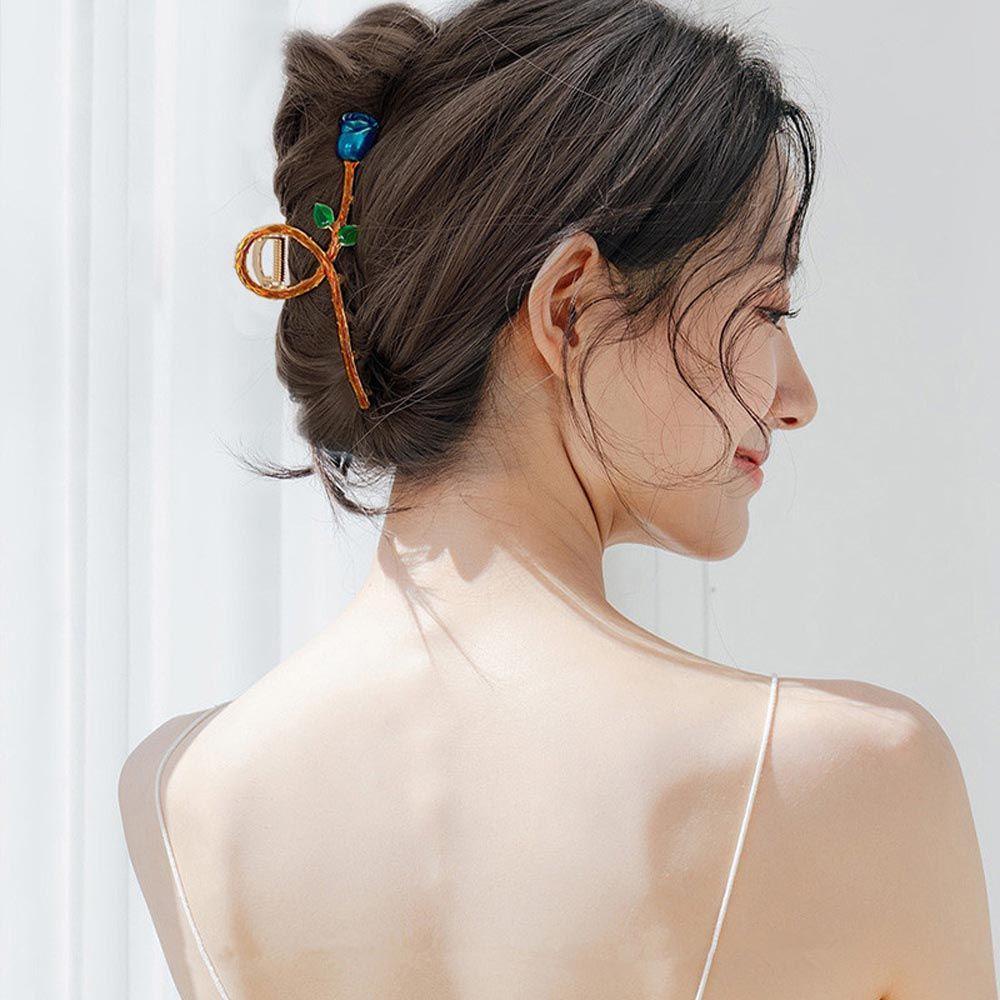 Kẹp Tóc Càng Cua Đính Hoa Hồng Đơn Giản Thời Trang Cho Nữ