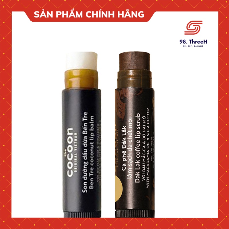 Son thỏi dưỡng môi dầu dừa Bến Tre The Cocoon Ben Tre Coconut Lip Balm 5g -98.ThreeH Cosmetic