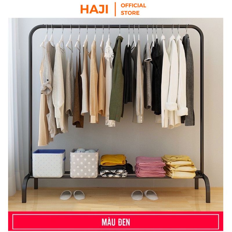 Giá treo quần áo HAJI kèm kệ khung sắt sơn tĩnh điện chịu tải trọng lớn C60