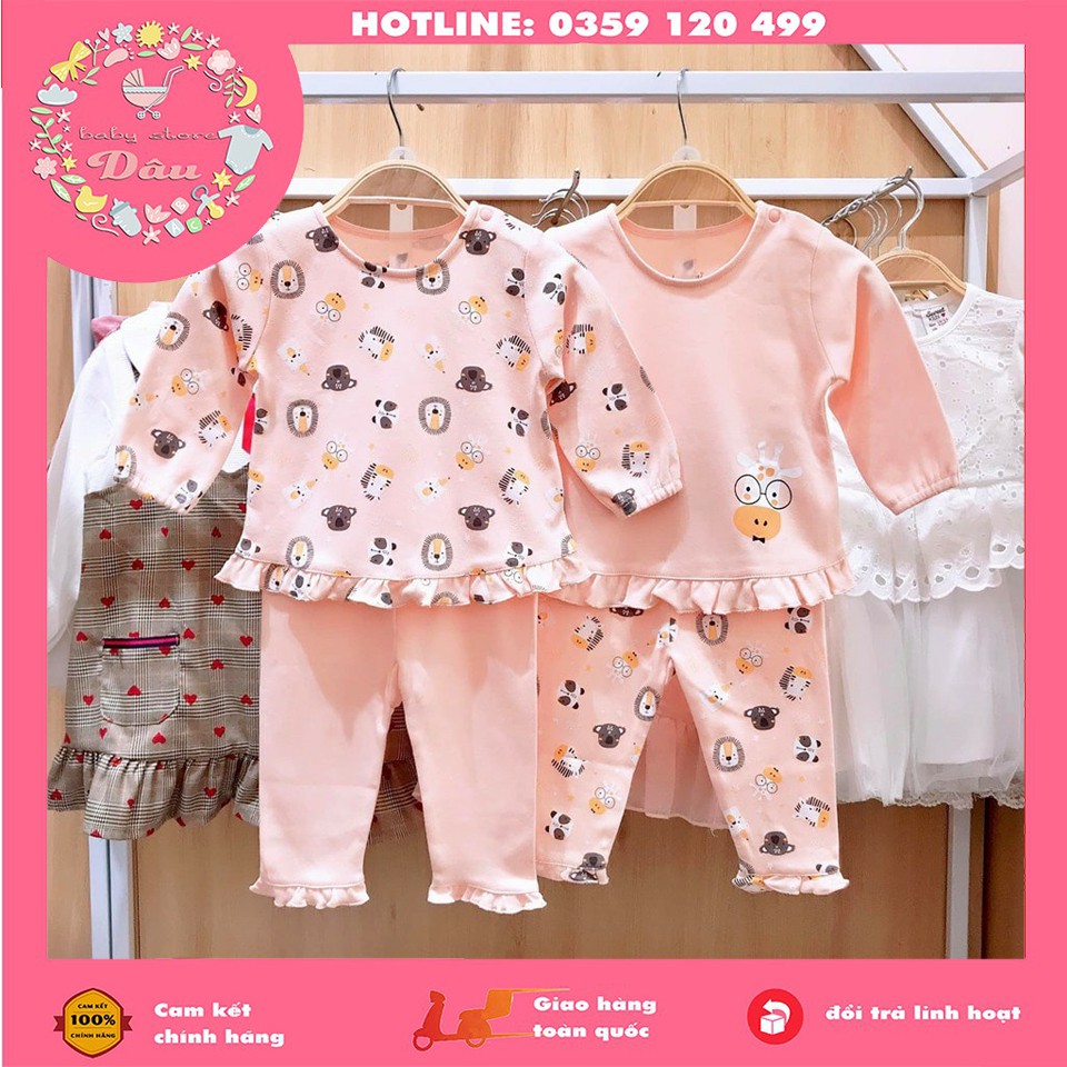 Xả hàng set dài tay thu đông LULLABY bé gái siêu rẻ - vải cotton dày dặn - size ừ 3 tháng đến 4 tuổi