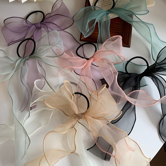 Dây buộc tóc thắt nơ vải organza mềm mại Hair Scrunchies