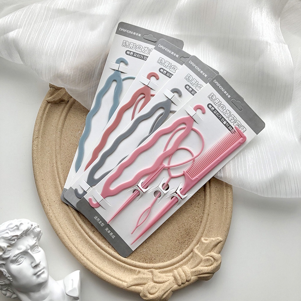 Bộ 4 dụng cụ búi tóc đa năng MÀU PASTEL giá rẻ cho nữ B08