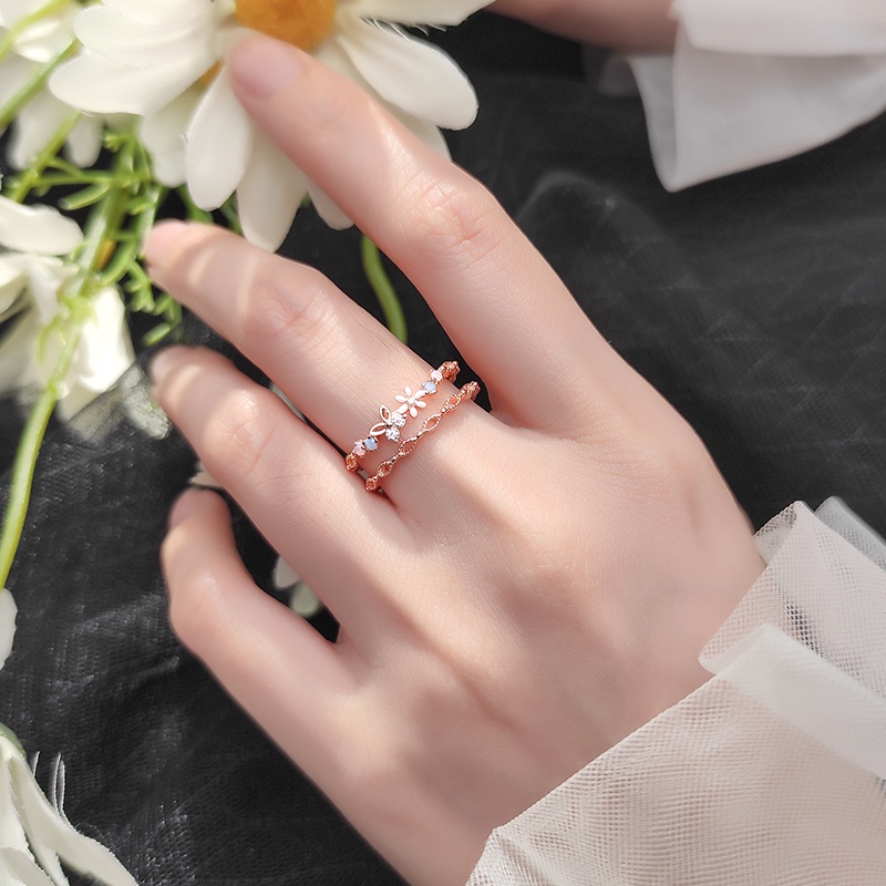 Nhẫn Hở Hình Hoa/Ngôi Sao Đính Đá/Ngọc Trai Giả Đơn Giản