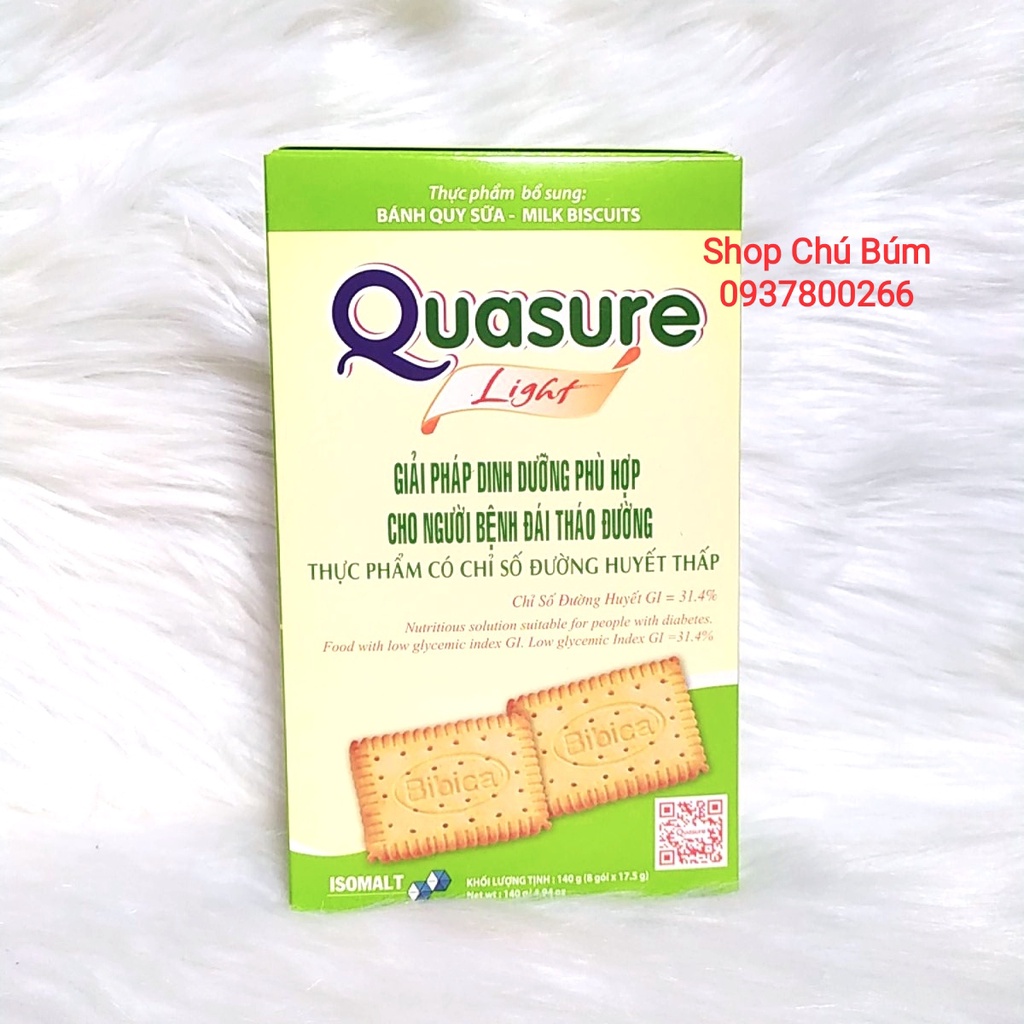 Bánh quy sữa Quasure Light - Bánh ăn kiêng BIBICA- công thức isomalt dành riêng cho người tiểu đường - Hộp 8 gói,16 bánh