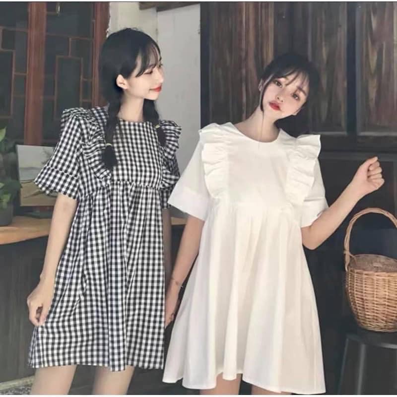 [QUÀ TẶNG LÀ SỮA TẮM] Đầm babydoll nữ 💓 đầm dáng xòe viền bèo 💓 babydoll viền bèo về 2 màu [ kèm ảnh thật]