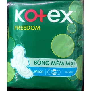 (Mặt bông-mẫu mới)Băng vệ sinh Kotex Freedom Dày Cánh 8 miếng/gói.