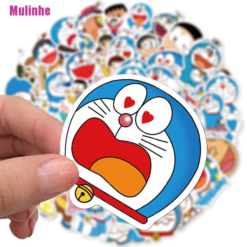 Bộ 50 Miếng Dán Doraemon Trang Trí Xe Hơi / Xe Máy / Hành Lý / Ván Trượt / Xe Hơi