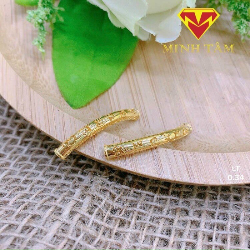 Charm ống khắc chú bình an Omani 10k,Charm Au 10k-Minh Tâm Jewelry