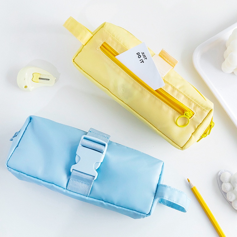 BOBO. ins style solid color large-capacity pencil bag high-value portable wipeable stationery bag simple multi-functional pencil bag