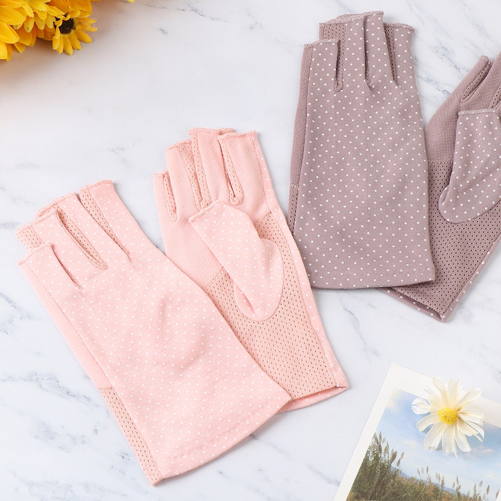 Đôi găng tay nữ hở ngón chống nắng chống trượt chống tia uv nhiều màu sắc