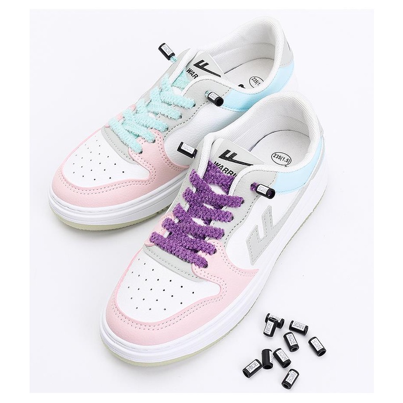 Dây Giày Sneaker Không Cần Buộc Bằng Vải Lông Co Giãn Phối Dây Buộc Nhanh Dành Cho Trẻ Em Người Lớn