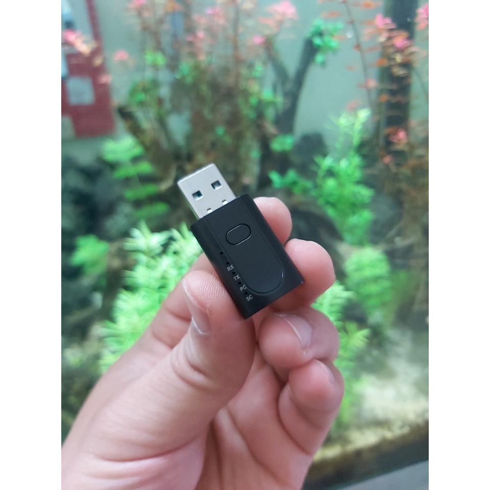Usb bluetooth 5.1 thu phát 4 chế độ kèm mic đàm thoại dùng cho máy tính, tivi, ô tô biến loa thường thành loa bluetooth