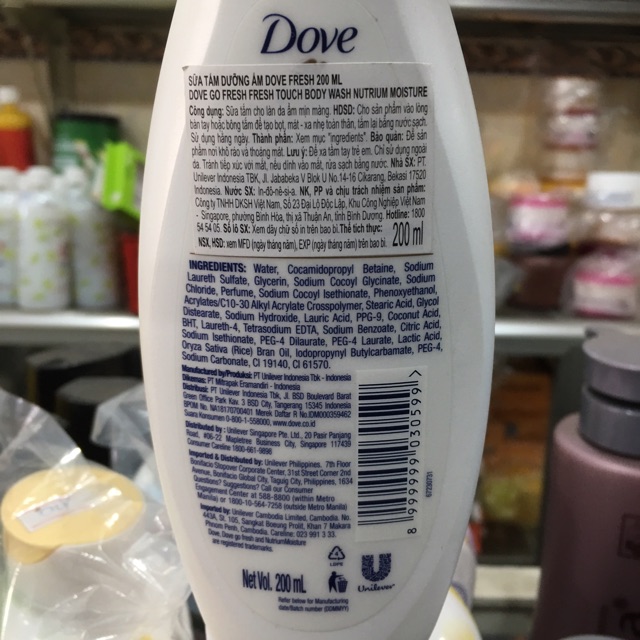 Sữa Tắm Dưỡng Ẩm Dove Go Fresh Hương Dưa Leo và Trà Xanh 200ml