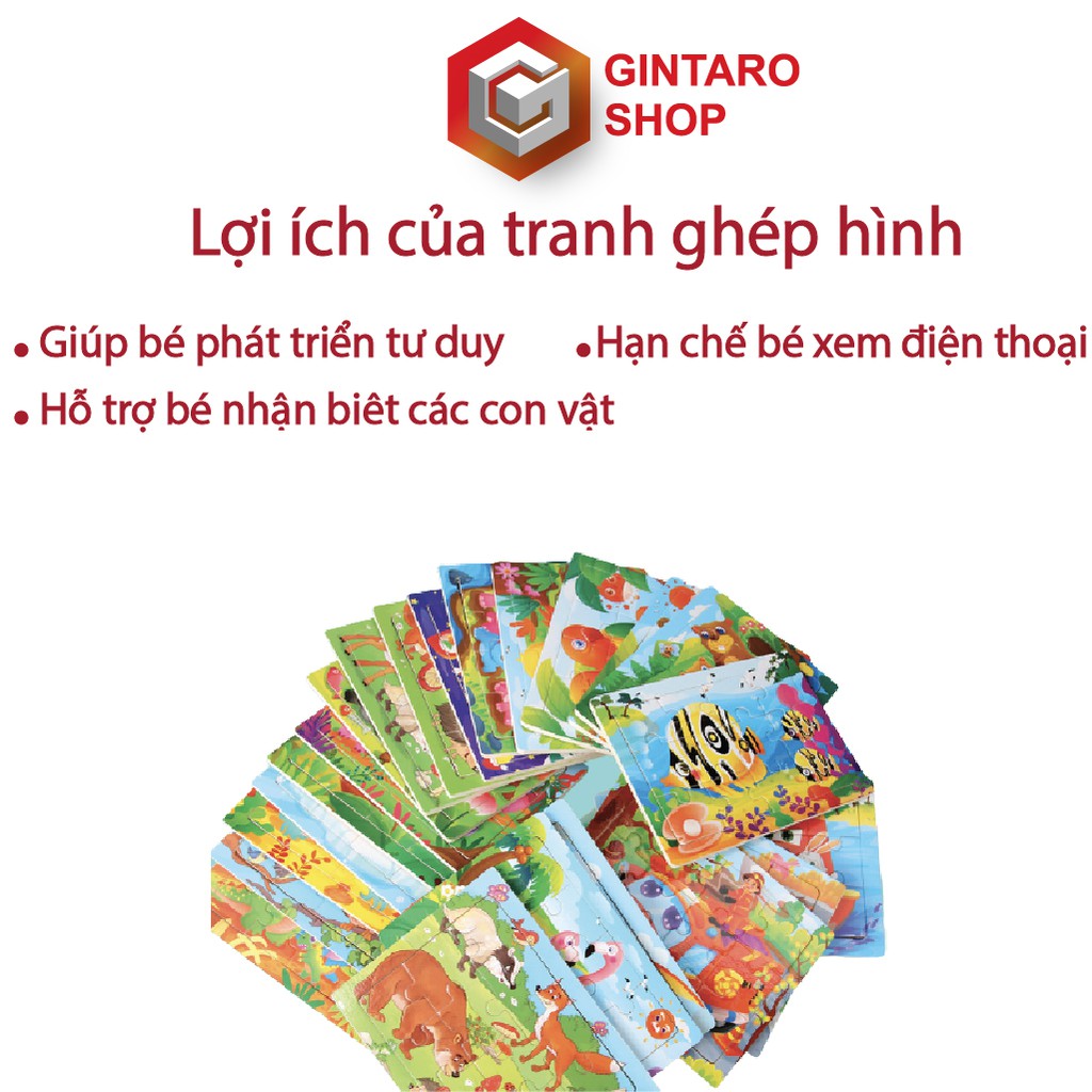 Bộ xếp hình 12 miếng puzzle cho bé , Đồ chơi xếp hình giúp bé phát triển tư duy từ nhỏ GINTARO SHOP