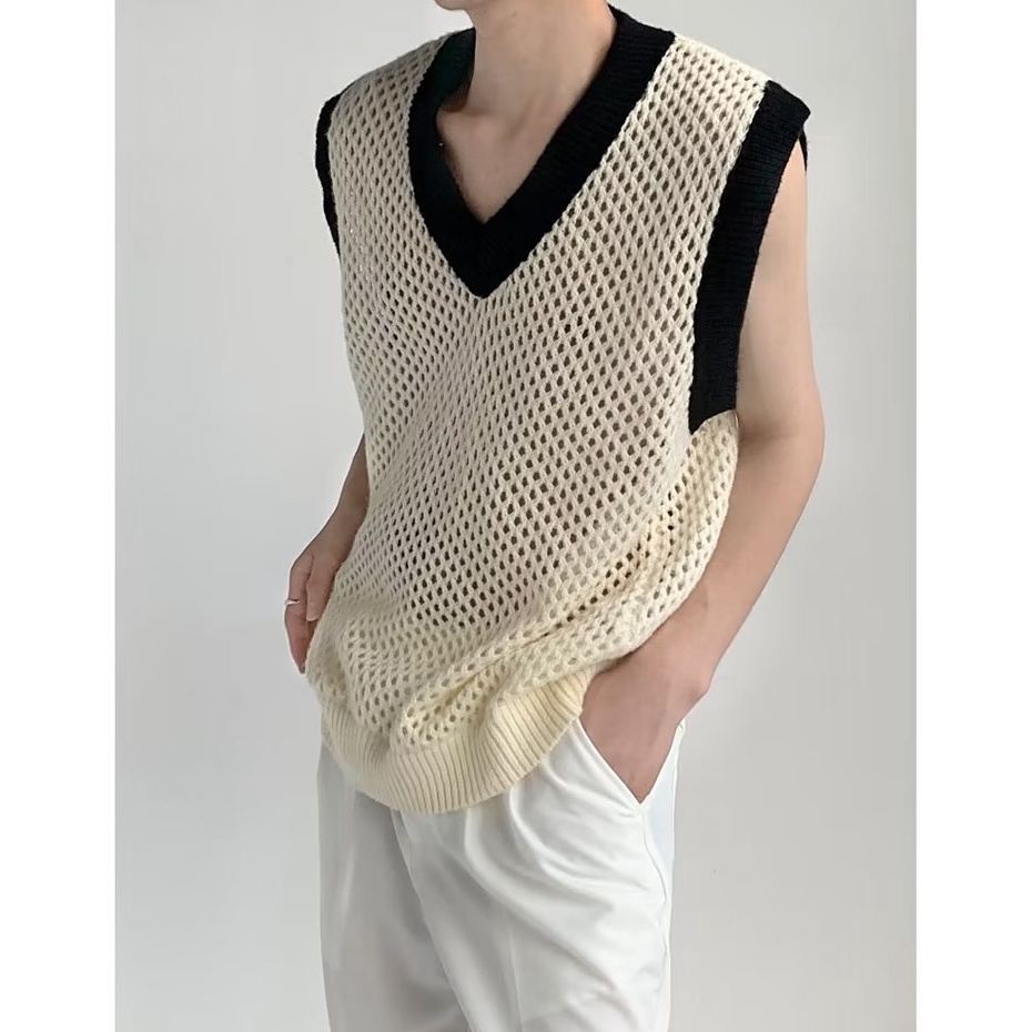 Áo Len Không Tay Cổ Chữ V Thiết Kế Mới Thời Trang Dành Cho Nam