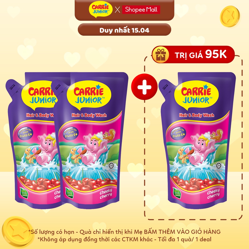 Combo 2 Túi Sữa Tắm Carrie Junior Cho Bé Hương Cheeky Cherry 500G