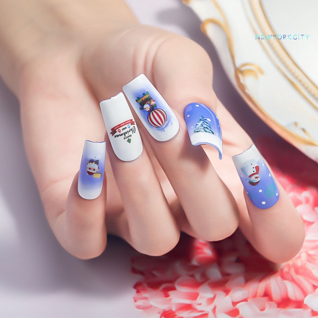 Miếng Dán Trang Trí Móng Tay Họa Tiết Hoạt Hình 3D Phong Cách Giáng Sinh