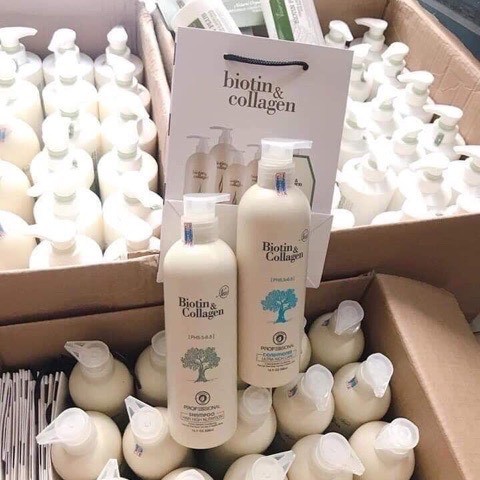 [Chính Hãng]BỘ DẦU GỘI XẢ BIOTIN COLLAGEN NEW SIÊU MỀM MƯỢT PHỤC HỒI TÓC(màu trắng) Ý (500ml -1000ml x 2chai | BigBuy360 - bigbuy360.vn