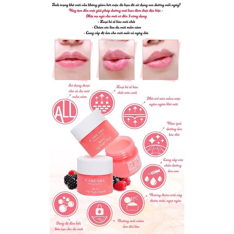 Mặt Nạ Ngủ Môi CARENEL Lip Sleeping Mask Minisize 5g