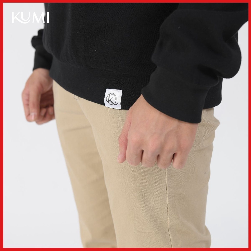 Áo Nỉ Nam Unisex Túi Khóa Tay Chất Nỉ Bông Cao Cấp, Áo Nỉ Trơn Basic Cao Cấp Cổ Tròn Kumi Fashion - Đen | BigBuy360 - bigbuy360.vn