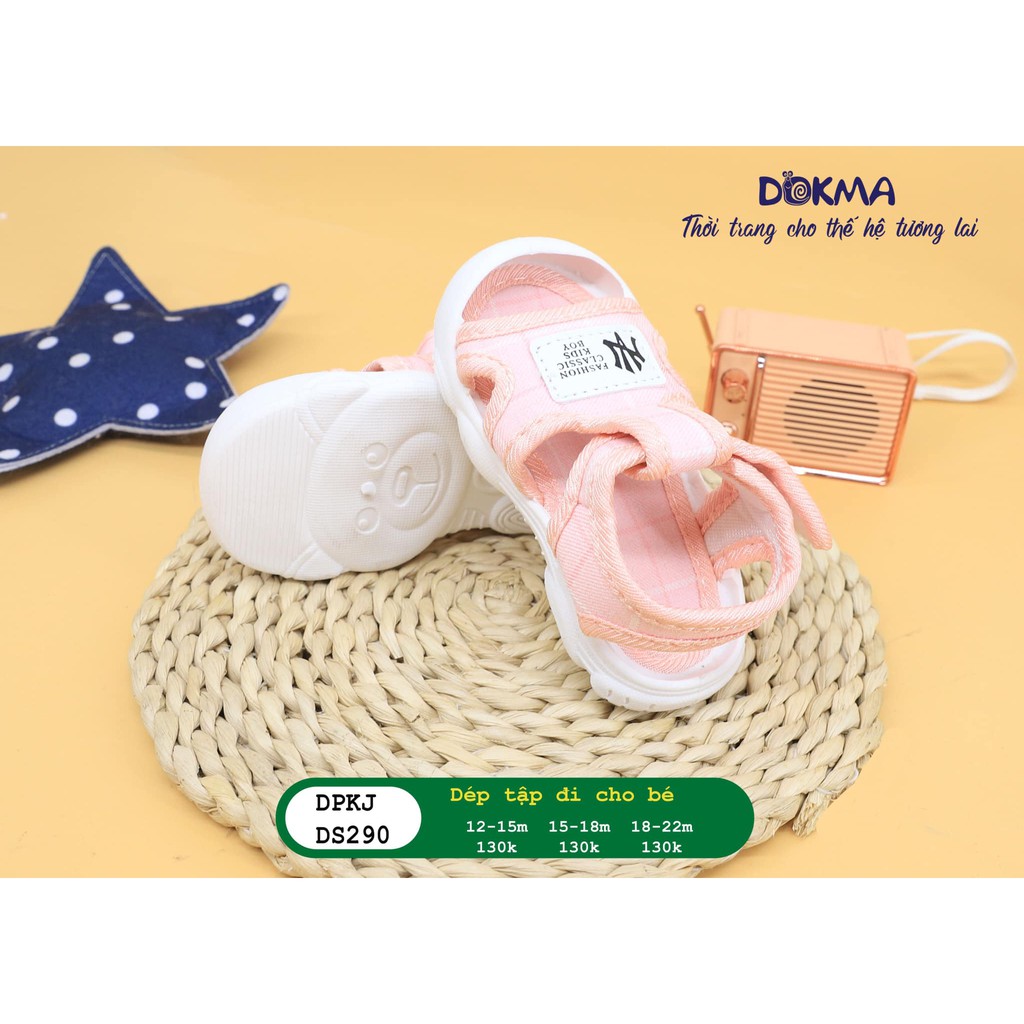 (lòng dép 13,5cm) Giày dép tập đi Dokma - quai cotton mềm mại, đế cao su non dẻo dai (DS290)