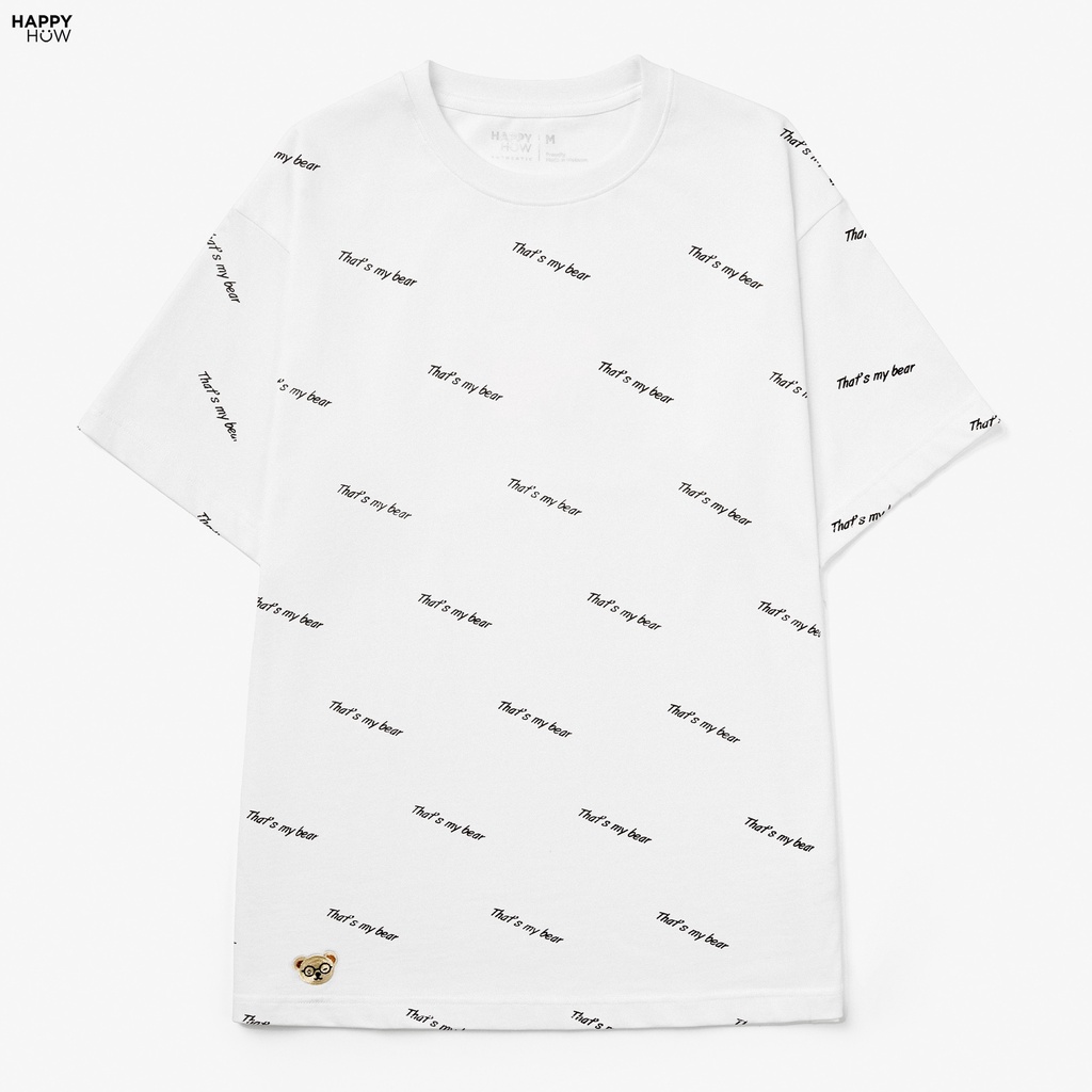 Áo thun unisex WHITEBEAR vải cotton dệt kim sợi đôi, form oversize, trẻ trung, năng động - HAPPYHOW