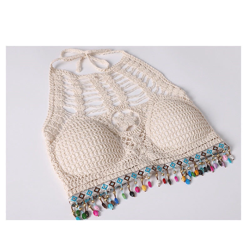 (Hàng nhập) SET 3 MÓN Bikini len móc có kèm khoác đi biển # XK1883