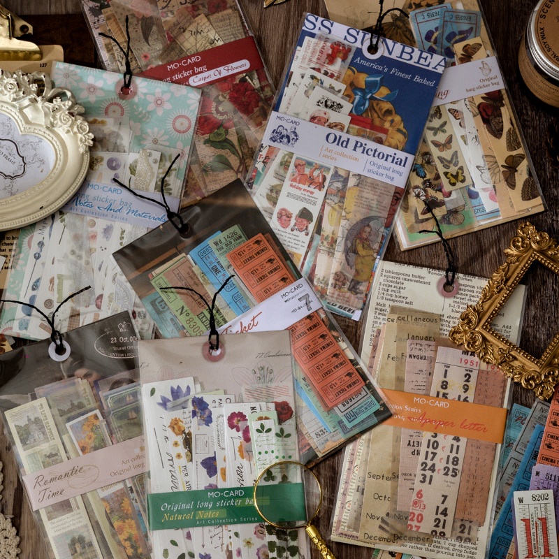 Set 30 Miếng Dán Trang Trí Sổ Tay Phong Cách Vintage Diy