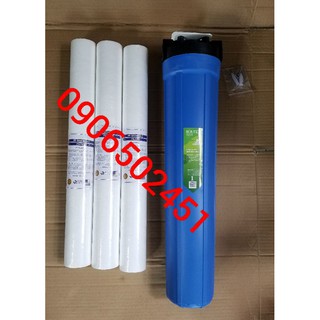 Bộ lọc nước sinh hoạt  ly đơn 20 Inch chuẩn  (Xanh)+ 3 lõi số 1 20 inch