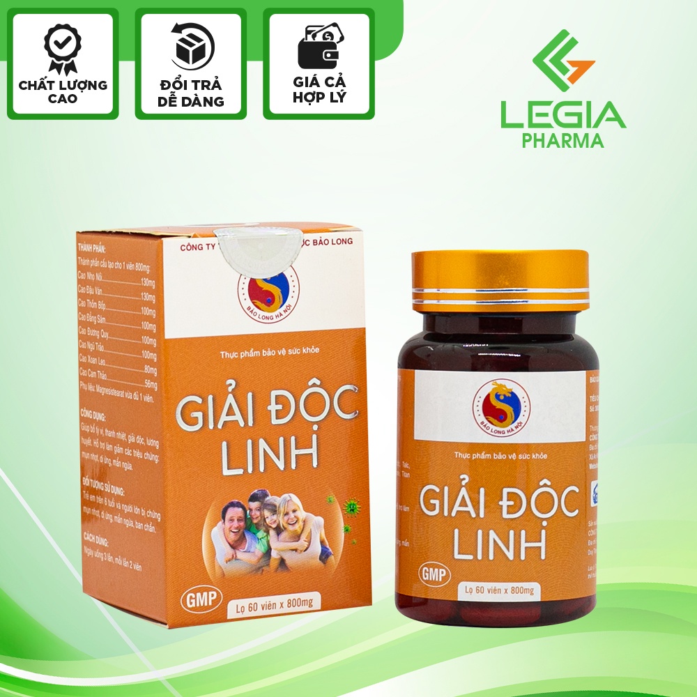 Viên uống giải độc linh lọ 60 viên x 0,8g LG38 Dược Bảo Long Giúp bổ tỳ vị, hỗ trợ thanh nhiệt giải độc - Legia Pharma