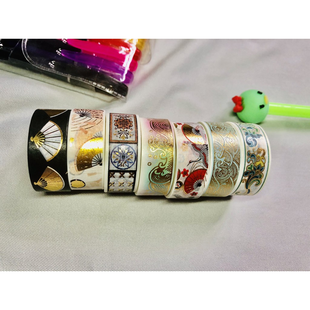 Băng keo washi tape nhũ cổ trang phong cách cổ xưa siêu đẹp