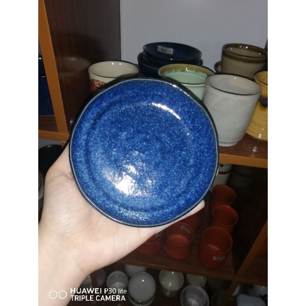 Gốm Nhật Bản  : đĩa men lam ngọc -110