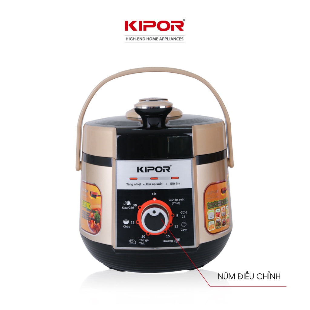 Nồi áp suất điện KIPOR KP-AS351-6L-đa chức năng 7 trong 1-Lòng nồi 5 lớp chống dính TEFLON-Bảo hành tại nhà 12 tháng