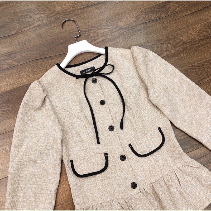 Áo dạ peplum muối tiêu