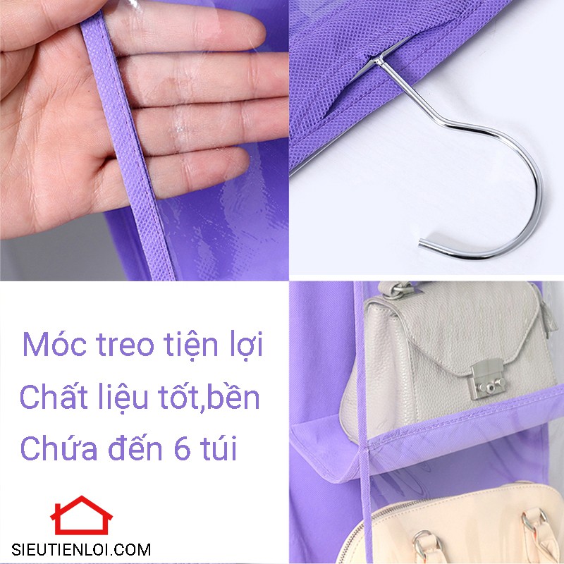 Túi treo giỏ xách 6 ngăn đa năng - Giá treo túi xách bảo vệ giỏ xách